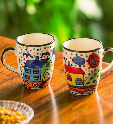 Colorful Village Pattern Mug
