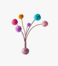 Multi Colored Pom pom Flower Ceramic Vase