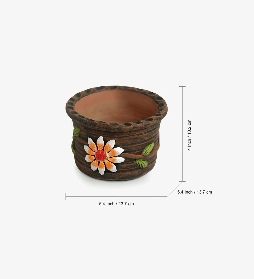 Round Printed Terracotta Planter