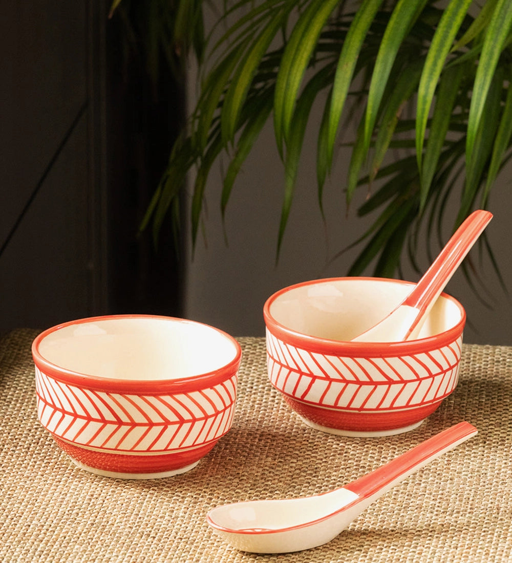 Striped Ceramic Spoon Bowl