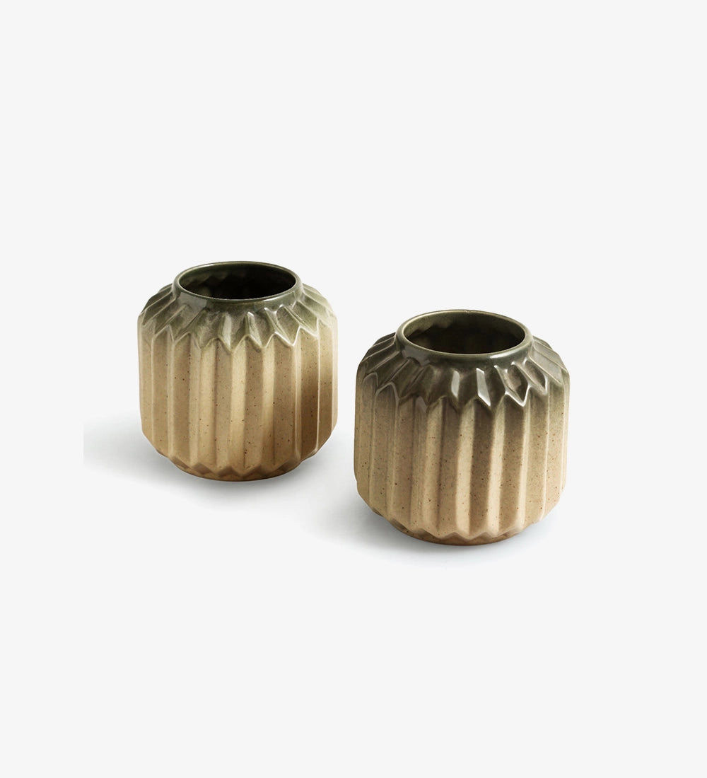 Modern Ribbed Pottery Vase