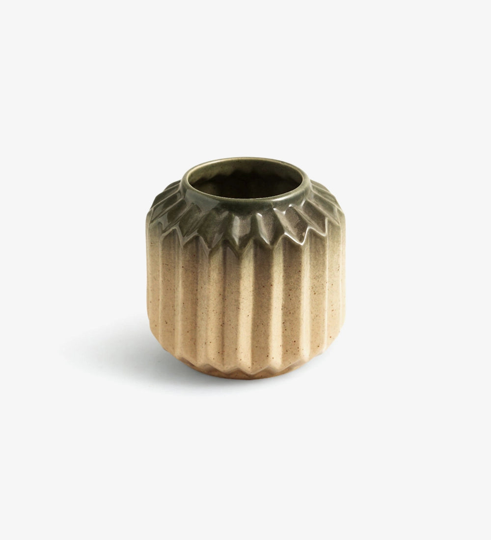 Modern Ribbed Pottery Vase