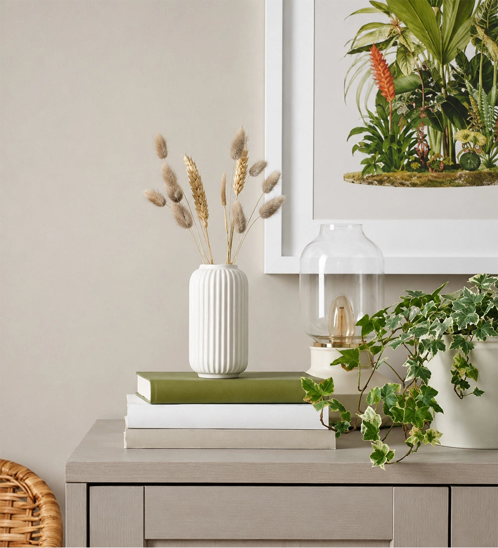 Ribbed Ceramic Flower Vase